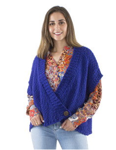 Veste maille sans manches 2 boutons bois 2