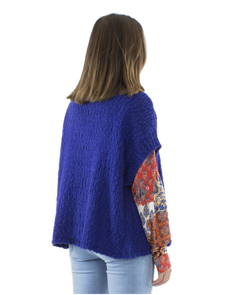 Veste maille sans manches 2 boutons bois