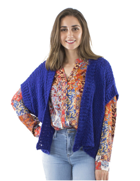 Veste maille sans manches 2 boutons bois