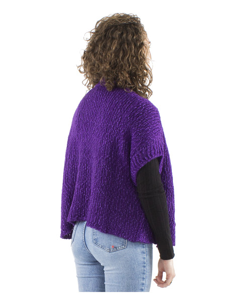 Veste maille sans manches 2 boutons bois