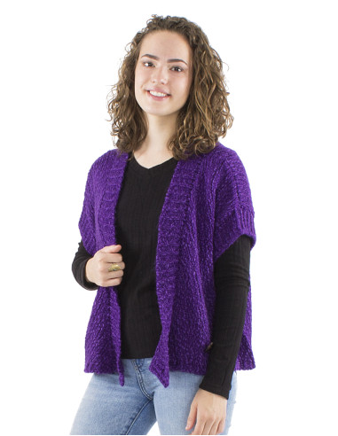 Veste maille sans manches 2 boutons bois