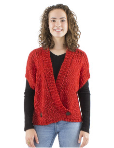 Veste maille sans manches 2 boutons bois 2