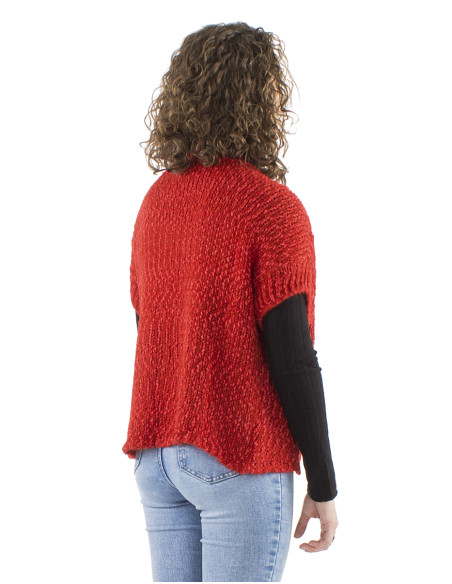 Veste maille sans manches 2 boutons bois