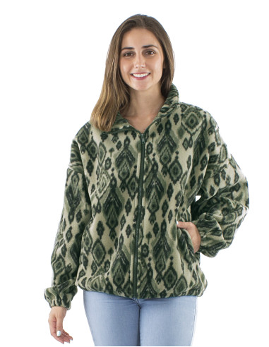 Knitted polar polyester jacket with Lovina print
