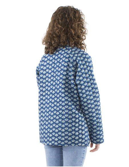 Polyester quilted jacket with 2 pockets and Oriental print