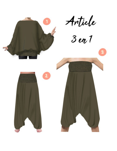 Sarouel Viscose 3 En 1 Imprime Leaf