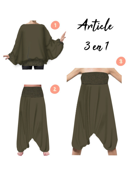 Sarouel Viscose 3 En 1 Imprime Leaf