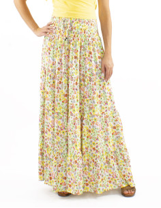 Jupe viscose volants large ceinture imprimé Pretty
