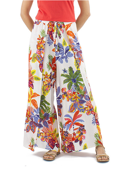 Pareo viscose pants with Hawaiian print