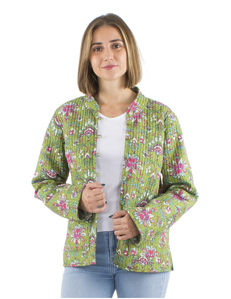 Veste coton matelassée réversible boutons ronds