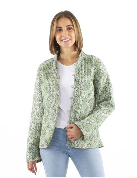 Veste coton matelassée réversible boutons ronds