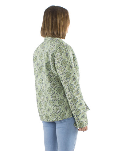 Veste coton matelassée réversible boutons ronds