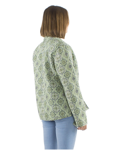 Veste coton matelassée réversible boutons ronds