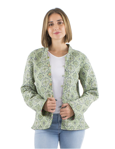 Veste coton matelassée réversible boutons ronds