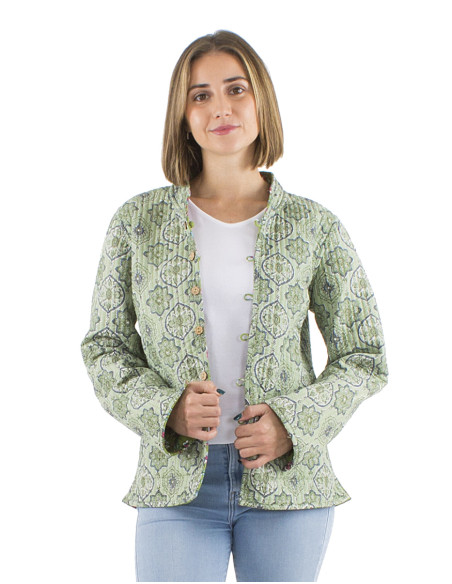 Veste coton matelassée réversible boutons ronds