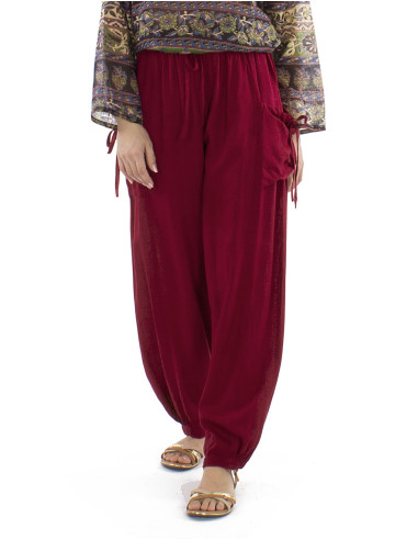 91% viscose 9% linen pants with pockets and elastic bottom