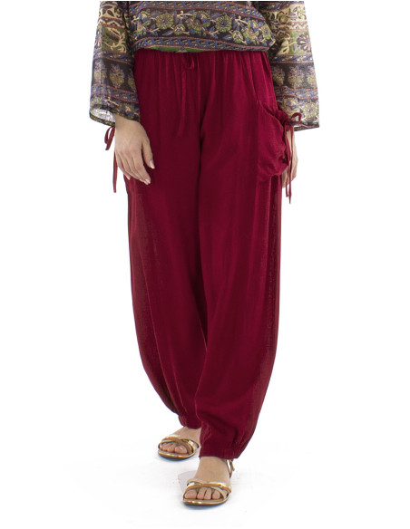 91% viscose 9% linen pants with pockets and elastic bottom