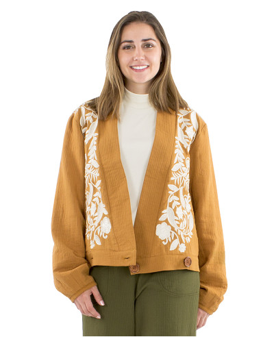 Veste coton brodée doublée coton