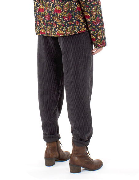 Pantalon 88% polyester 12% polyamide velours 1/2 ceinture élastique