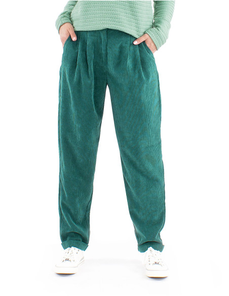 Pantalon 88% polyester 12% polyamide velours 1/2 ceinture élastique