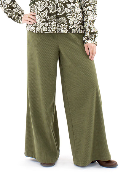 Polyester velvet pants with 1/2 elastic belt