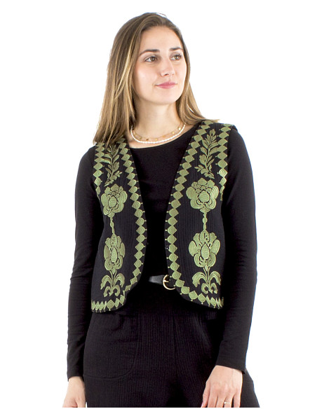 Cotton embroidered waistcoat with cotton lining
