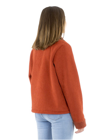 Veste polyester velours uni doublure fourrure polyester