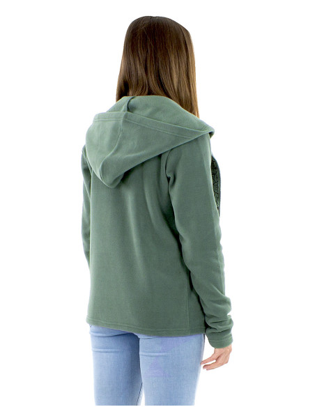 Veste maille polyester polaire capuche brodée Mandala